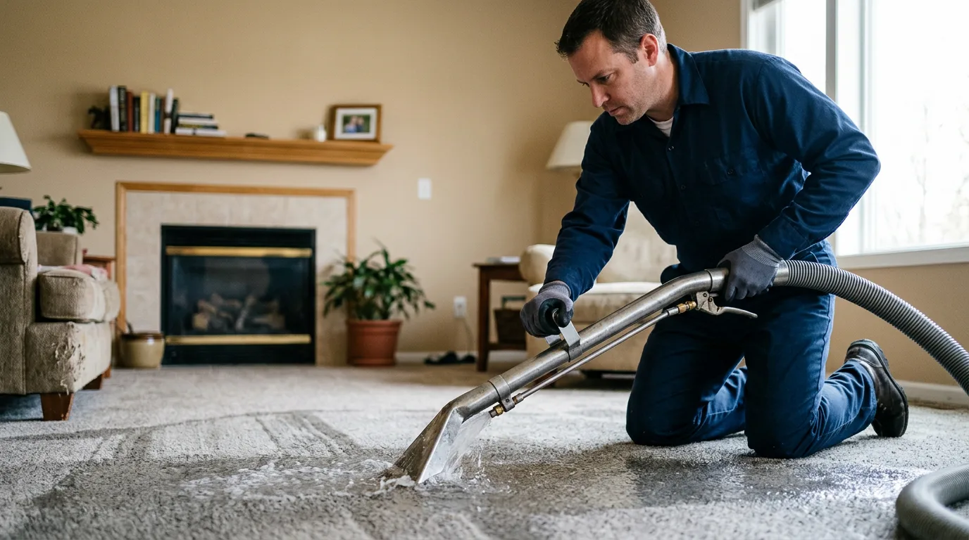 Water damage restoration technician working near Adair, IL